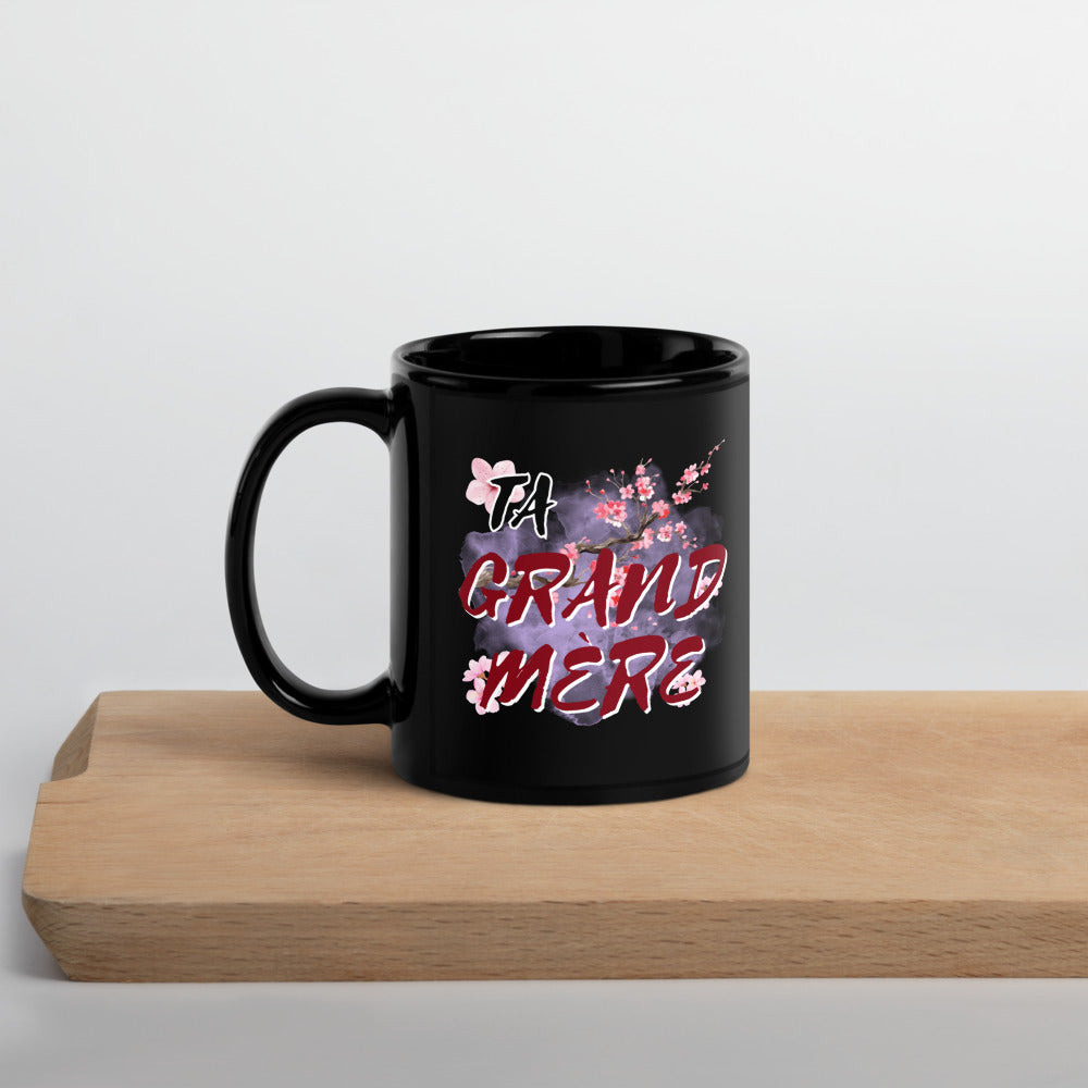 Mug brillant noir "Ta grand-mère"