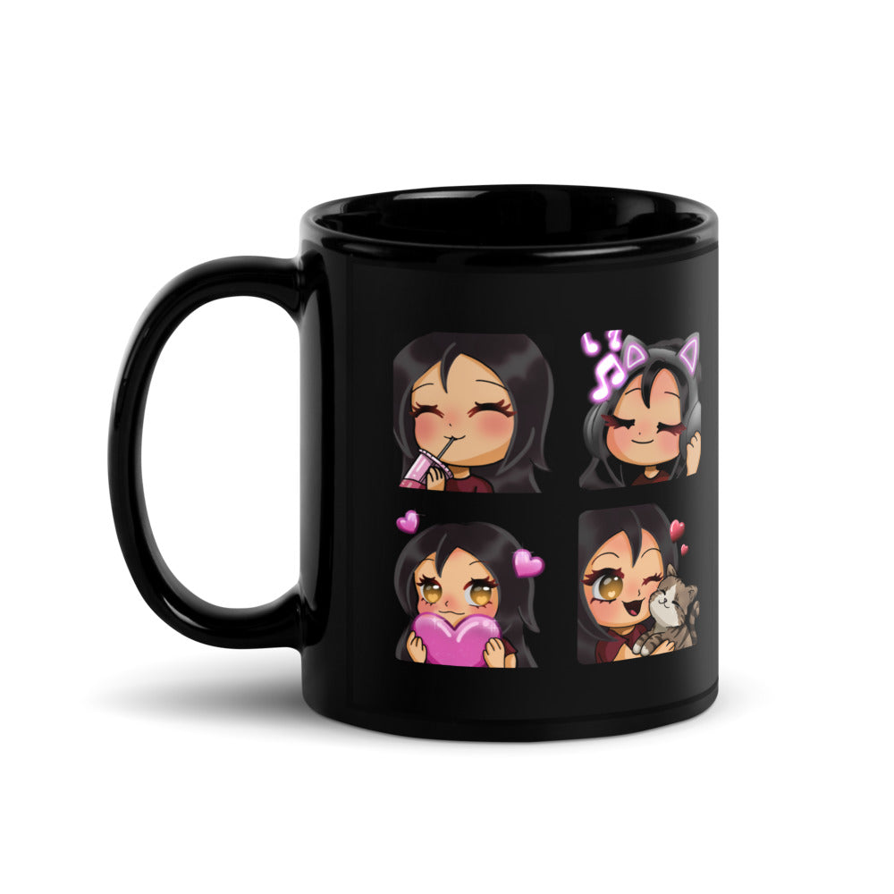 Mug brillant noir "Emotes Maggy"