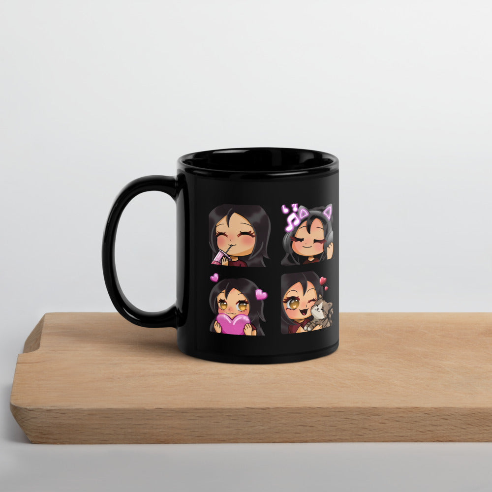 Mug brillant noir "Emotes Maggy"
