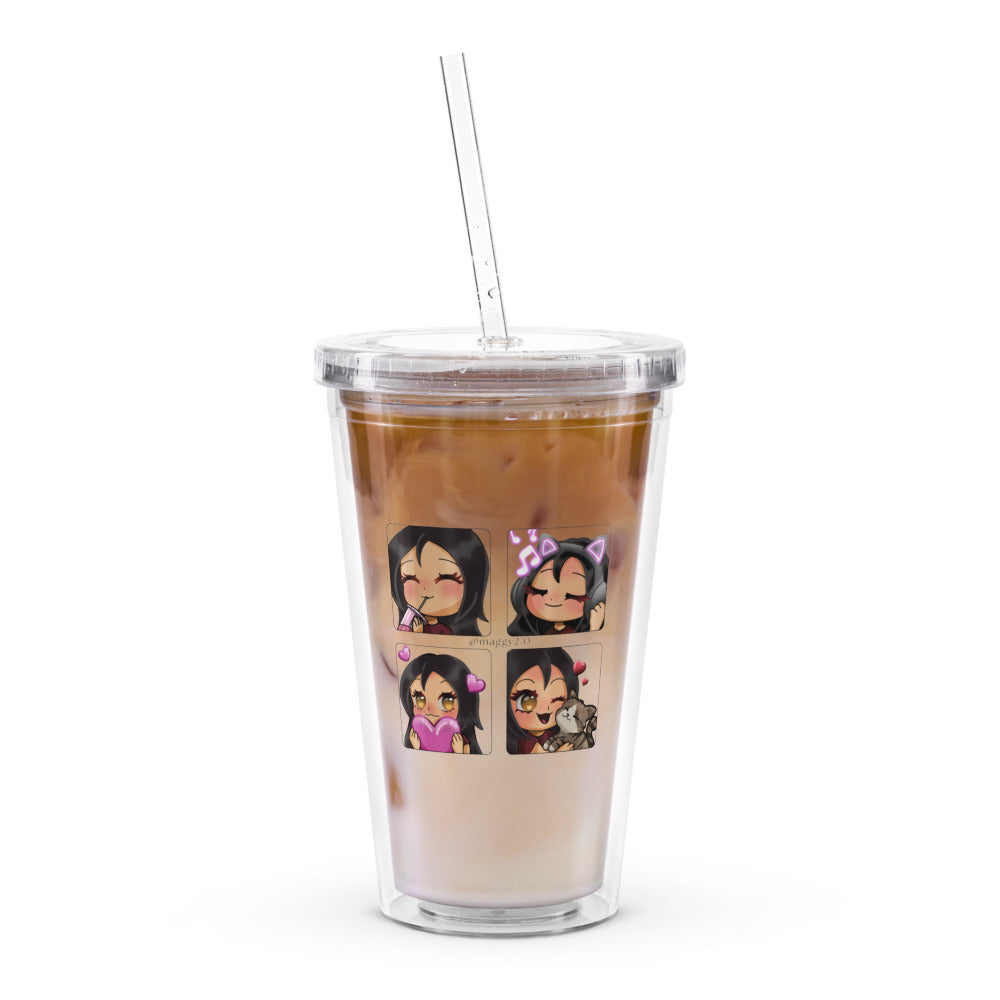 Gobelet en plastique transparent "Emotes Maggy"