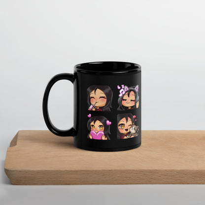 Mug brillant noir "Emotes Maggy"
